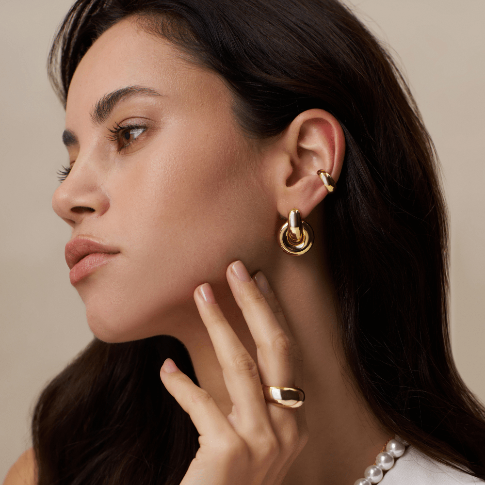 Polished Domed Ear Cuff - Gold