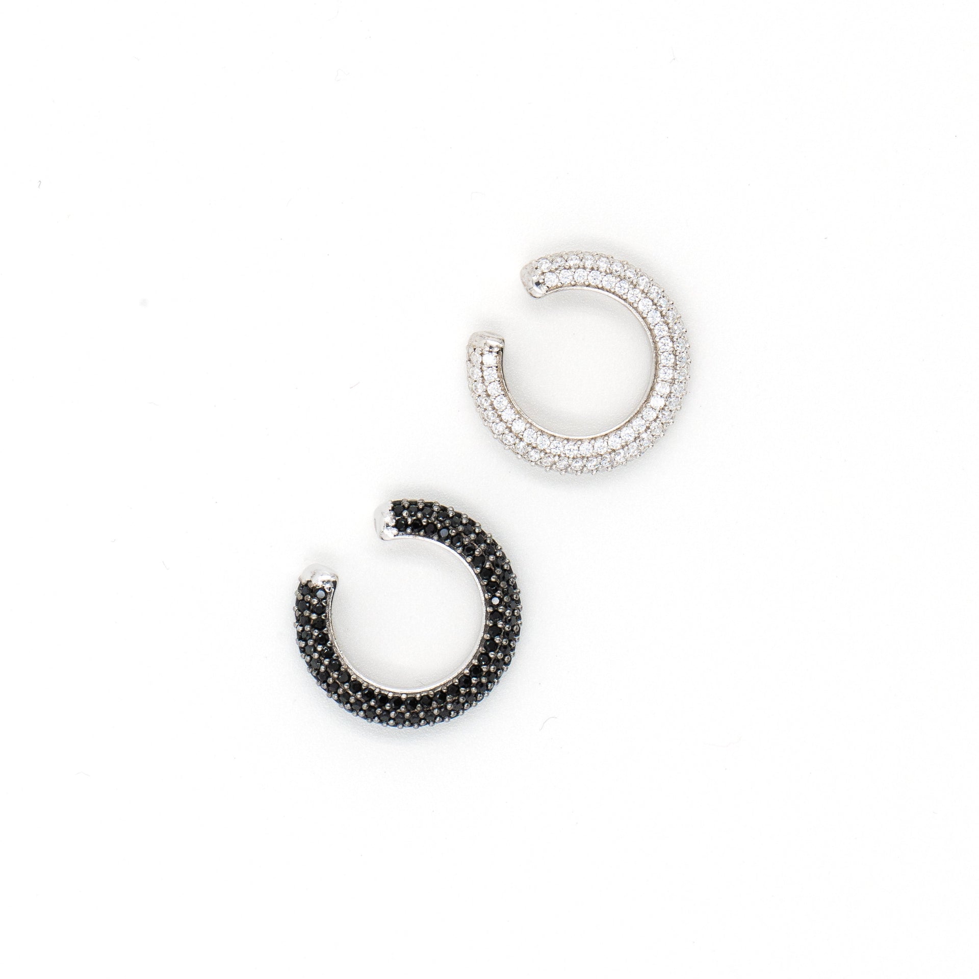 Ear Cuff Set Of Two - Silver & Black