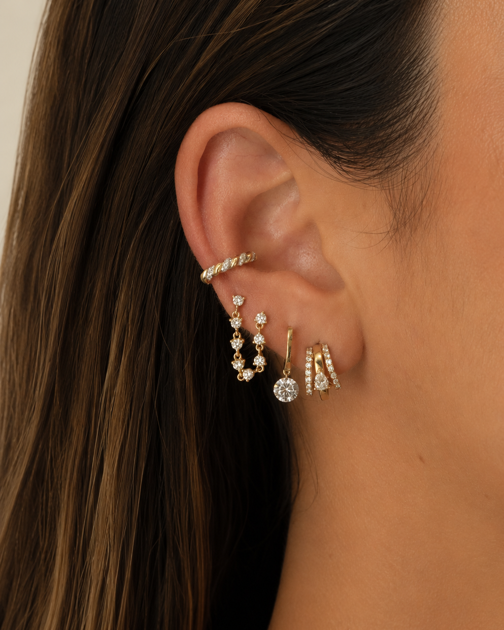 Gold Diamond Croissant Ear Cuff