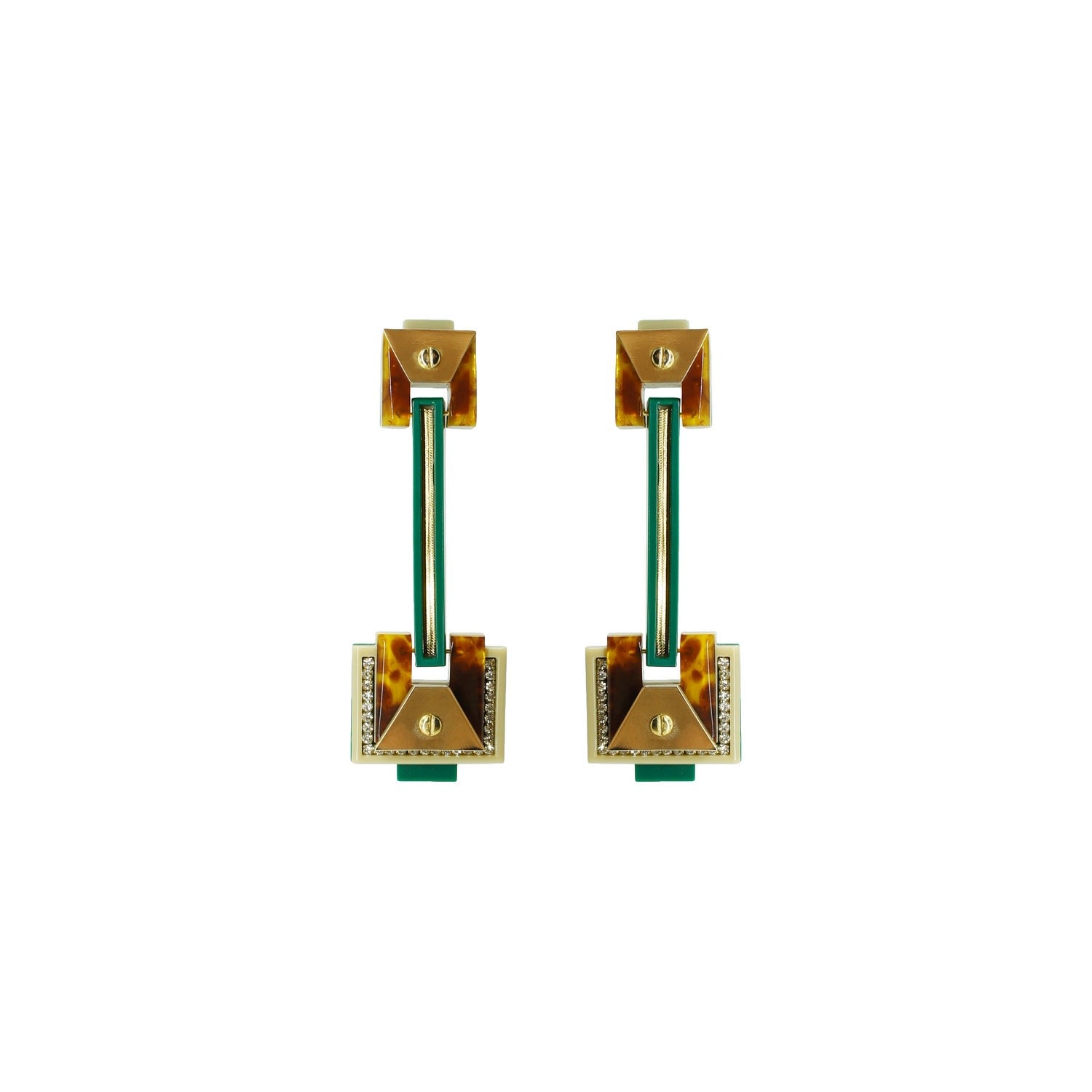 Earring Long Trapeze Green