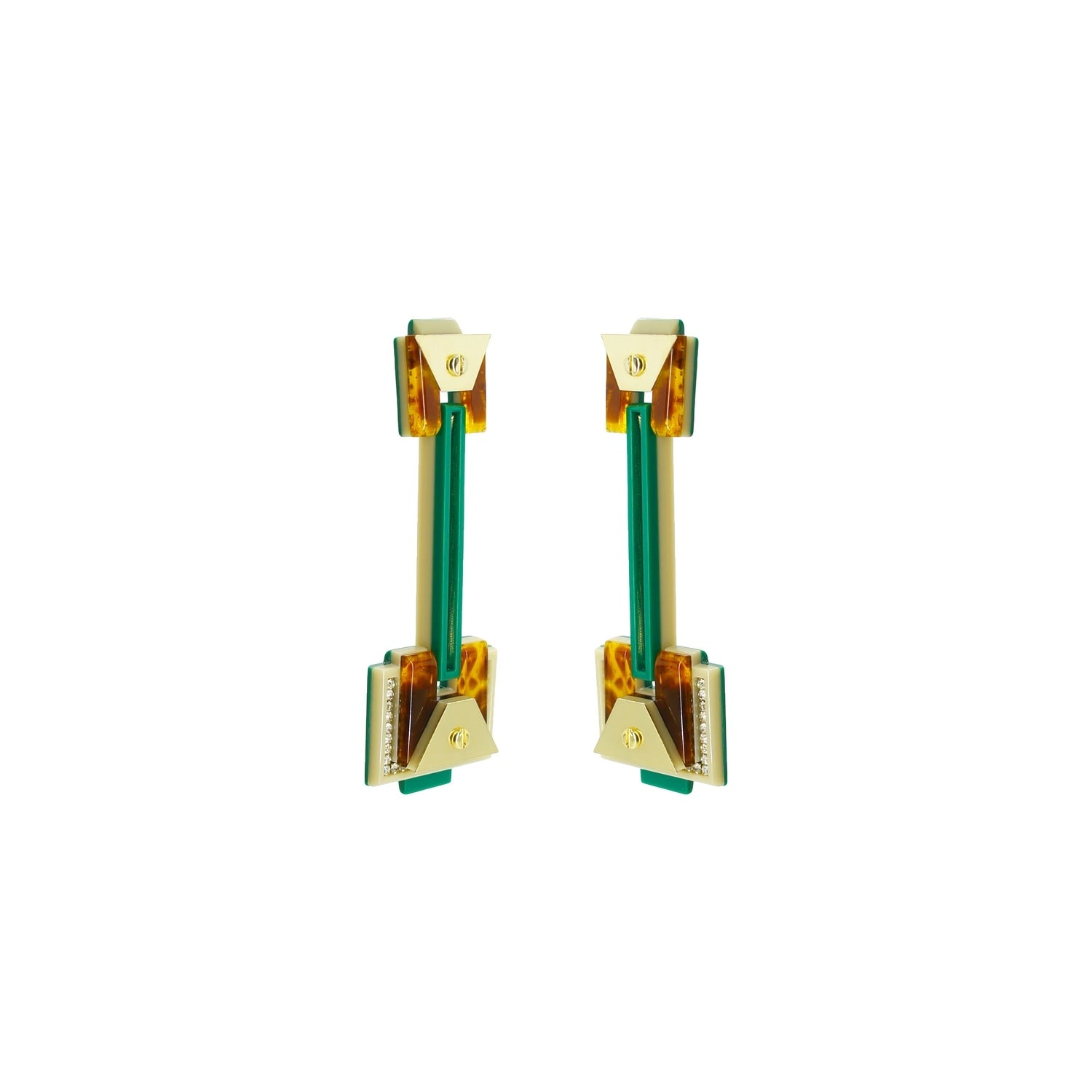 Earring Long Trapeze Green
