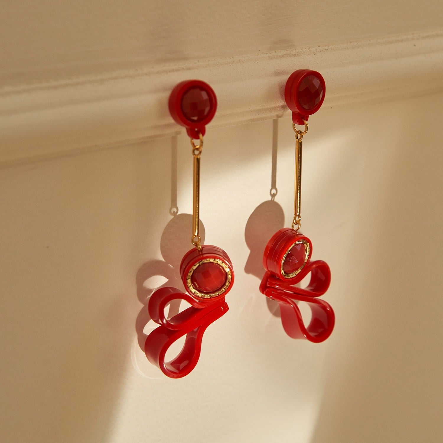 Earring Paisley Red