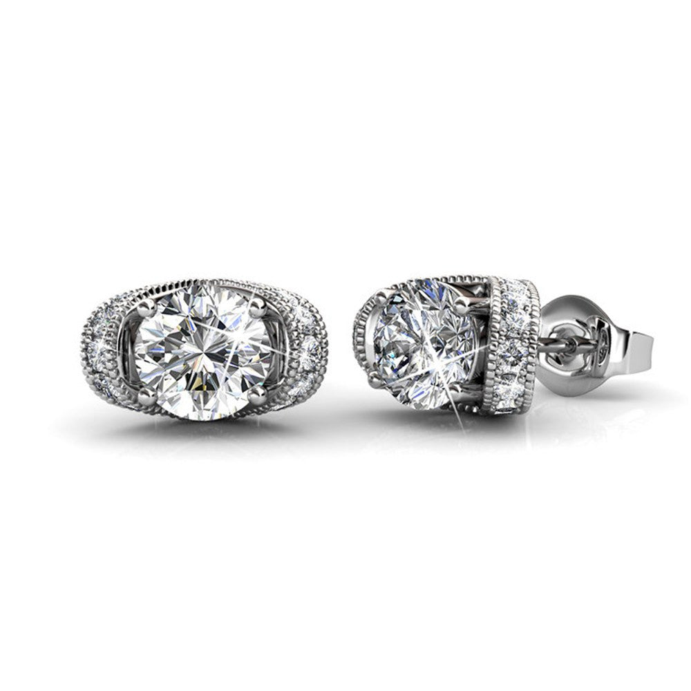Astrid 18k White Gold Plated Stud Earrings with Swarovski Crystal — Final Sale