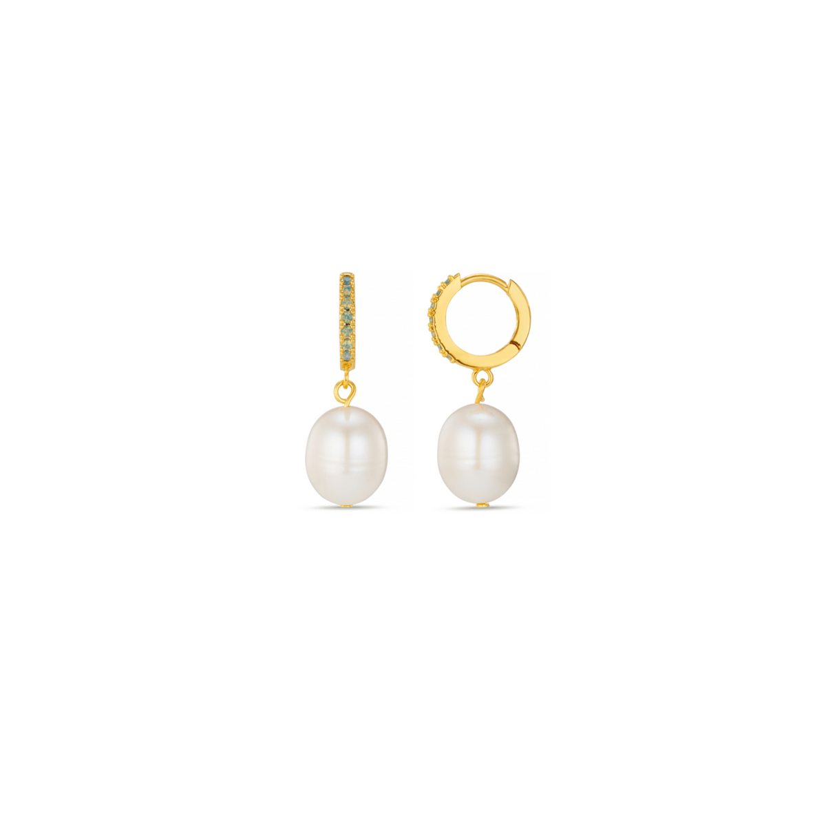 Pearl Drop & Pacific Opal Hoop Earrings