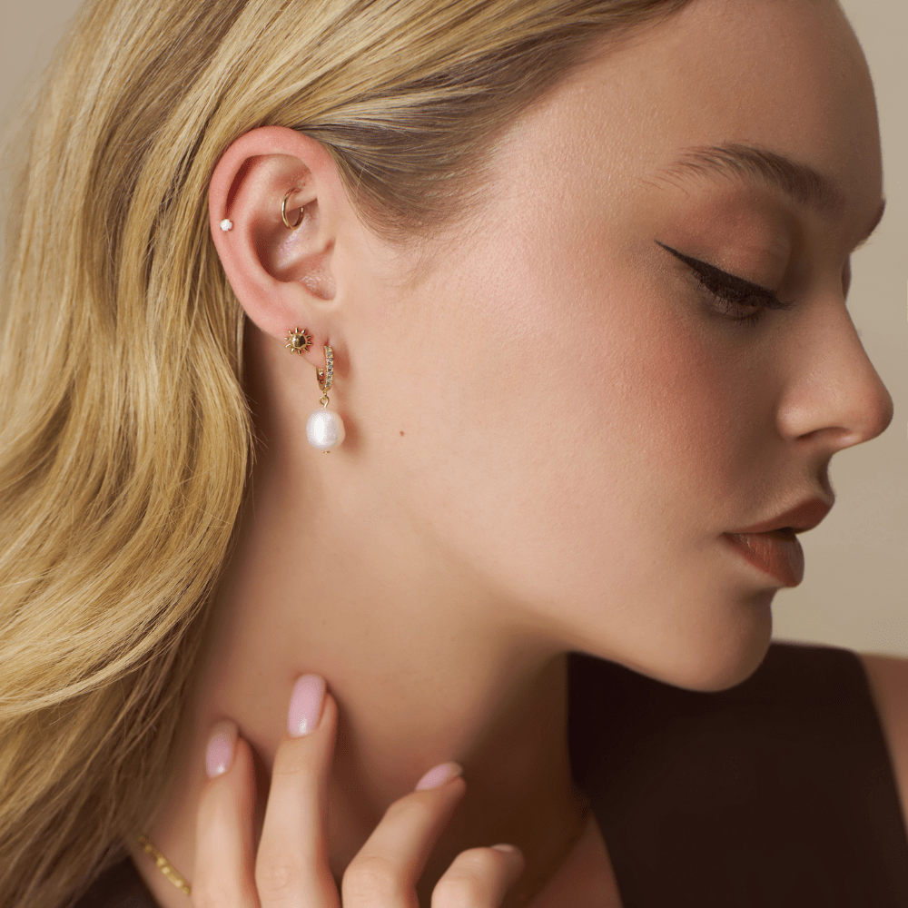 Pearl Drop & Pacific Opal Hoop Earrings