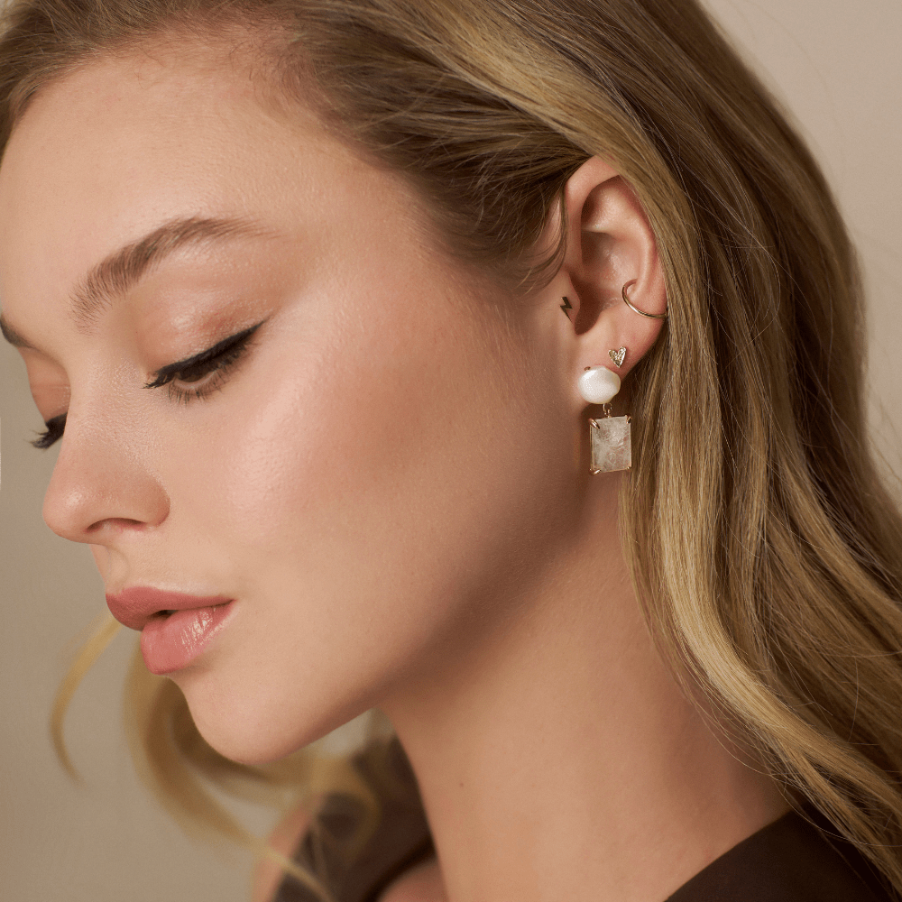 Pearl & Rose Quartz Drop Earrings