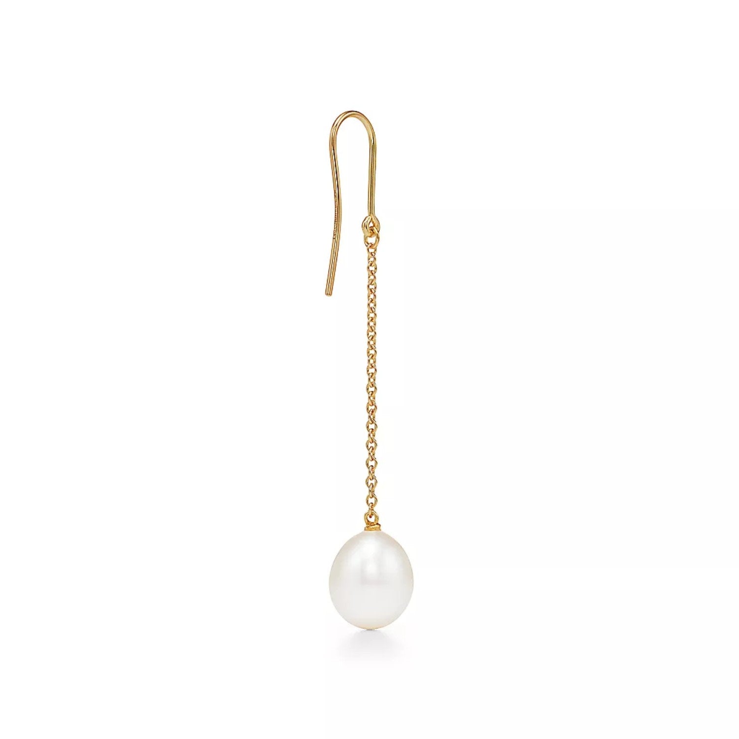 Earrings With Gold-Plated Sterling Silver Chain And Dangling Natural Pearl
