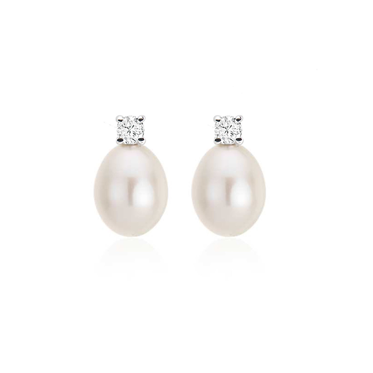 Pearl & Diamond Drop Earrings