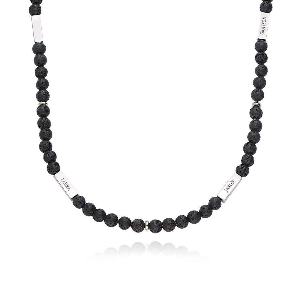 East Coast Custom Lava Beaded Necklace in Stainless Steel