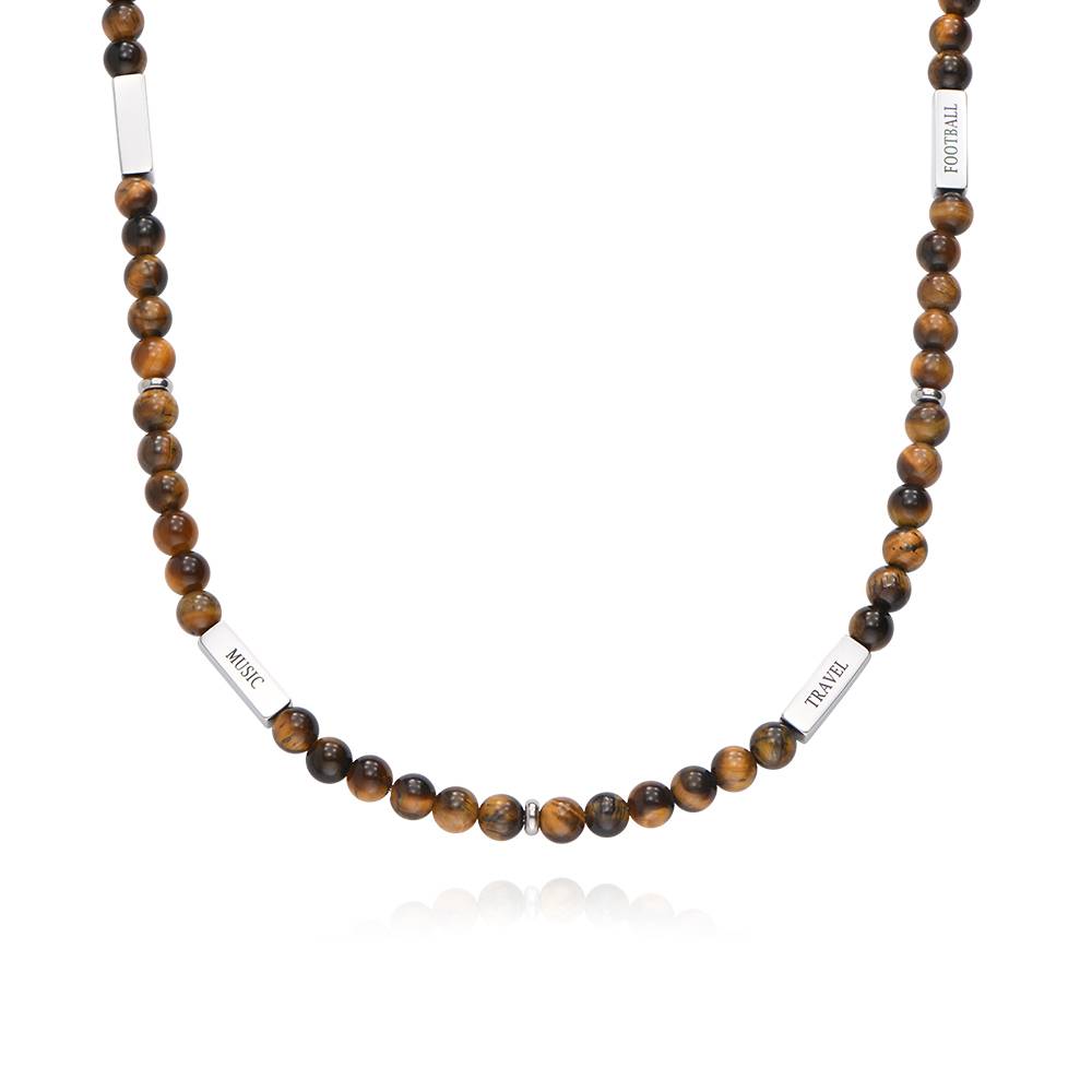 East Coast Custom Tiger Eye Beaded Necklace in Stainless Steel
