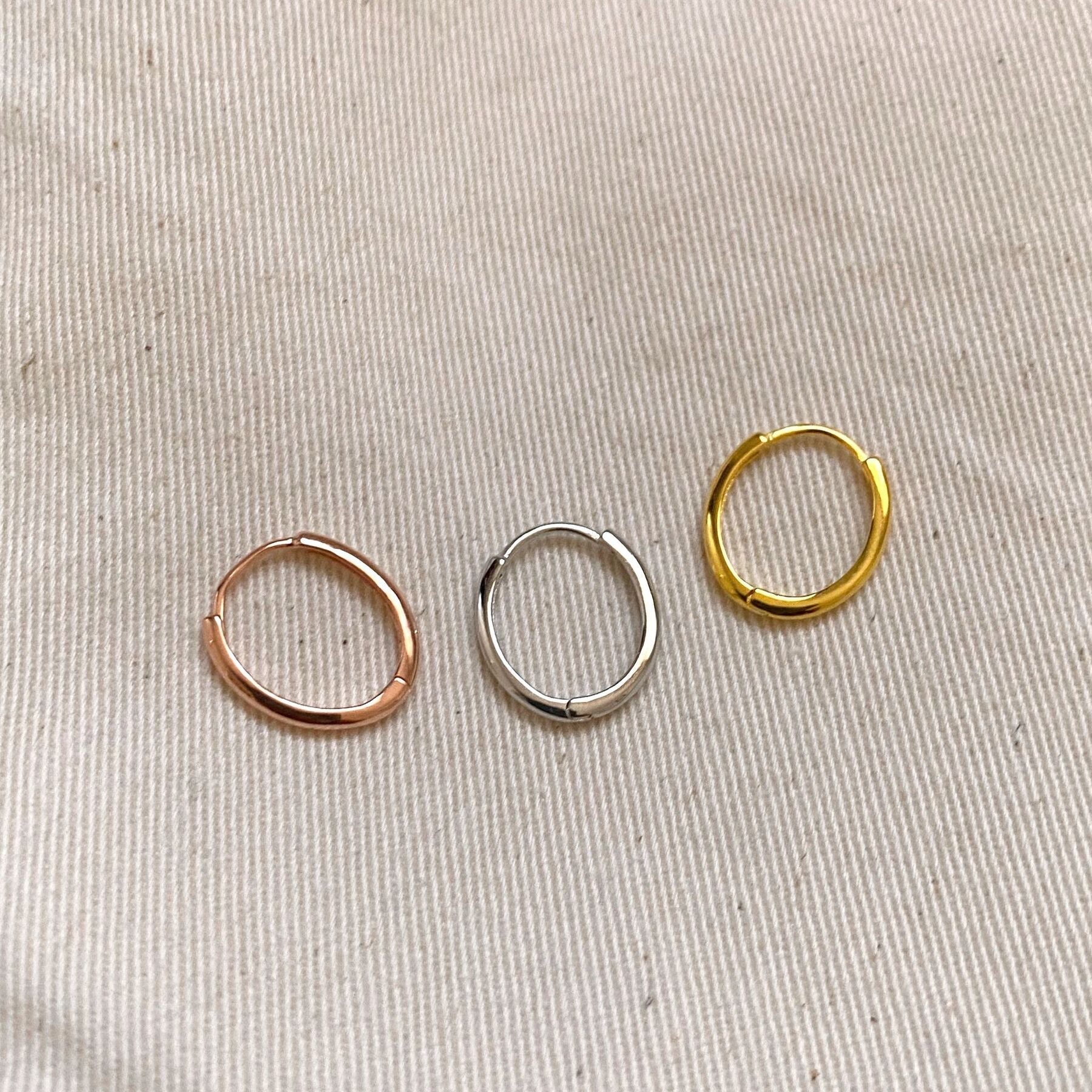 Sterling Silver Oval Small Hoop Earring - Rose Gold