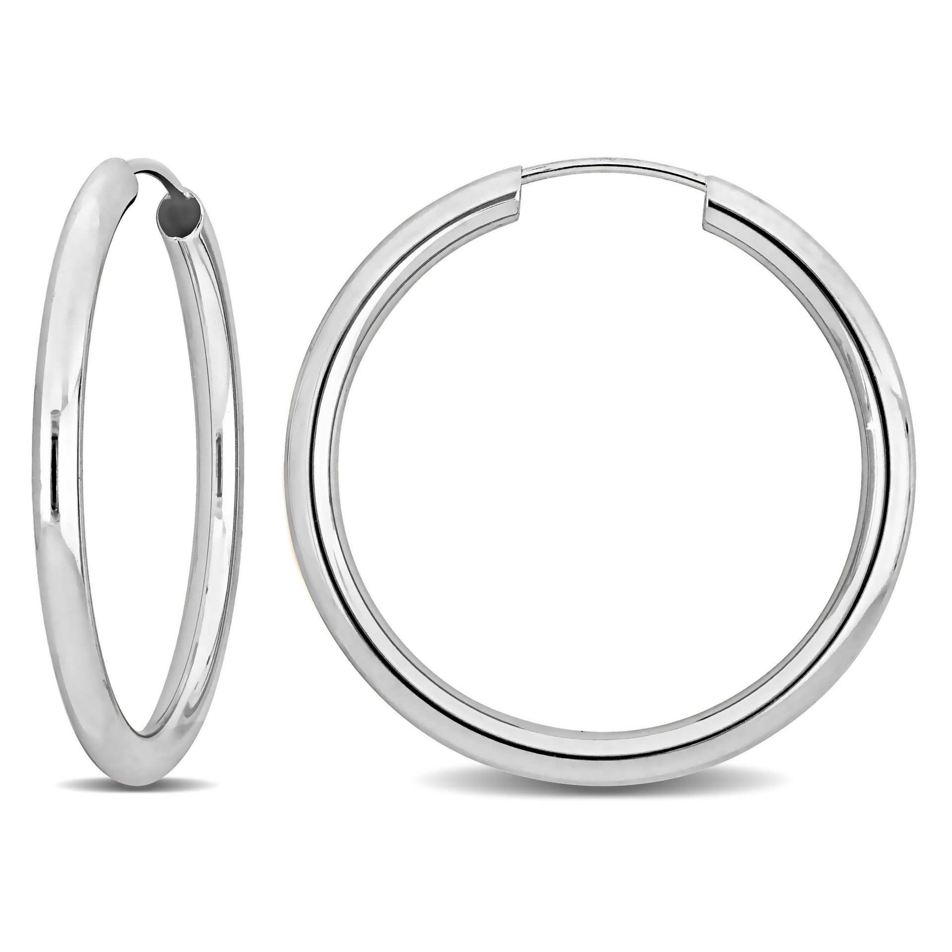 Mimi & Max 25mm Hoop Earrings in 14k White Gold