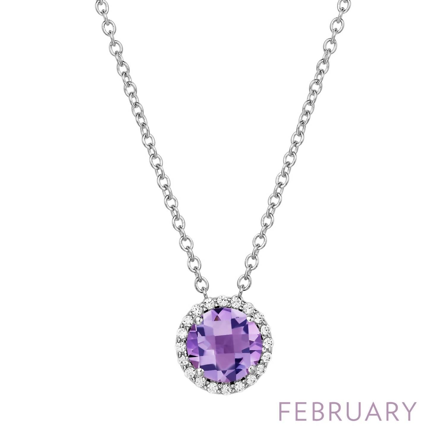 February Birthstone Necklace In Amethyst/silver