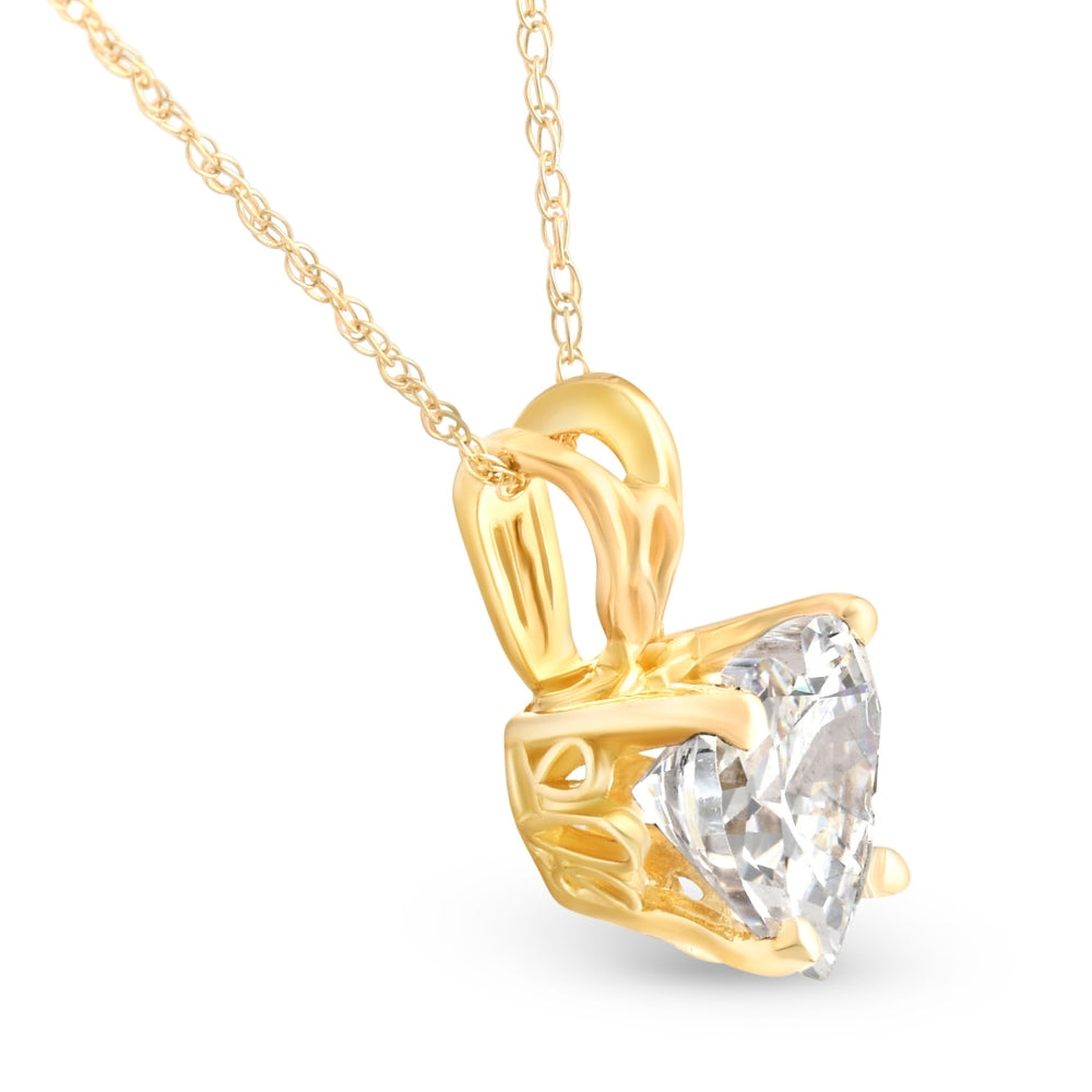 7mm Heart Shaped Women's White Topaz Pendant 14k White or Yellow Gold Necklace