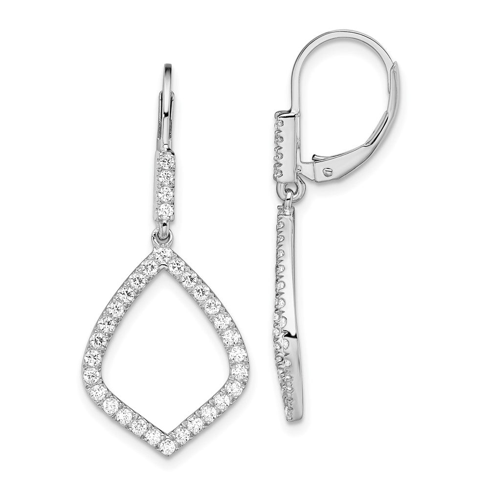 14K White Gold 3/4 CT Lab Grown Diamond Teardrop Leverback Earrings VS Clarity G-H Color