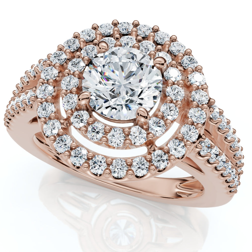 1 1/2ct Double Halo Diamond Engagement Ring 14k Gold Lab Grown
