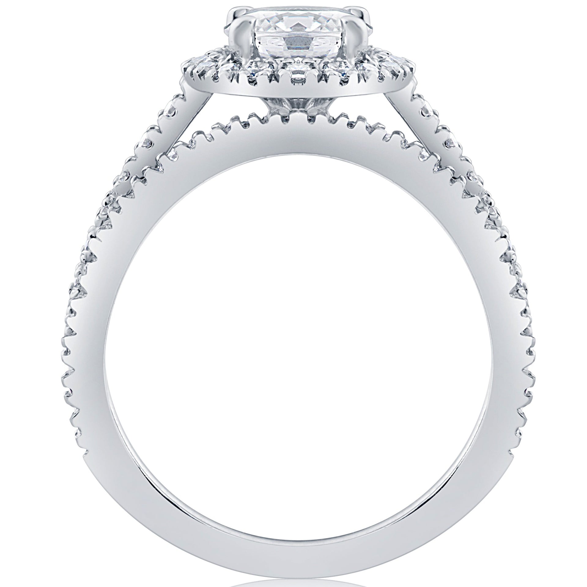 2 3/4 cttw Halo Diamond Engagement Wedding Ring Set 14k White Gold