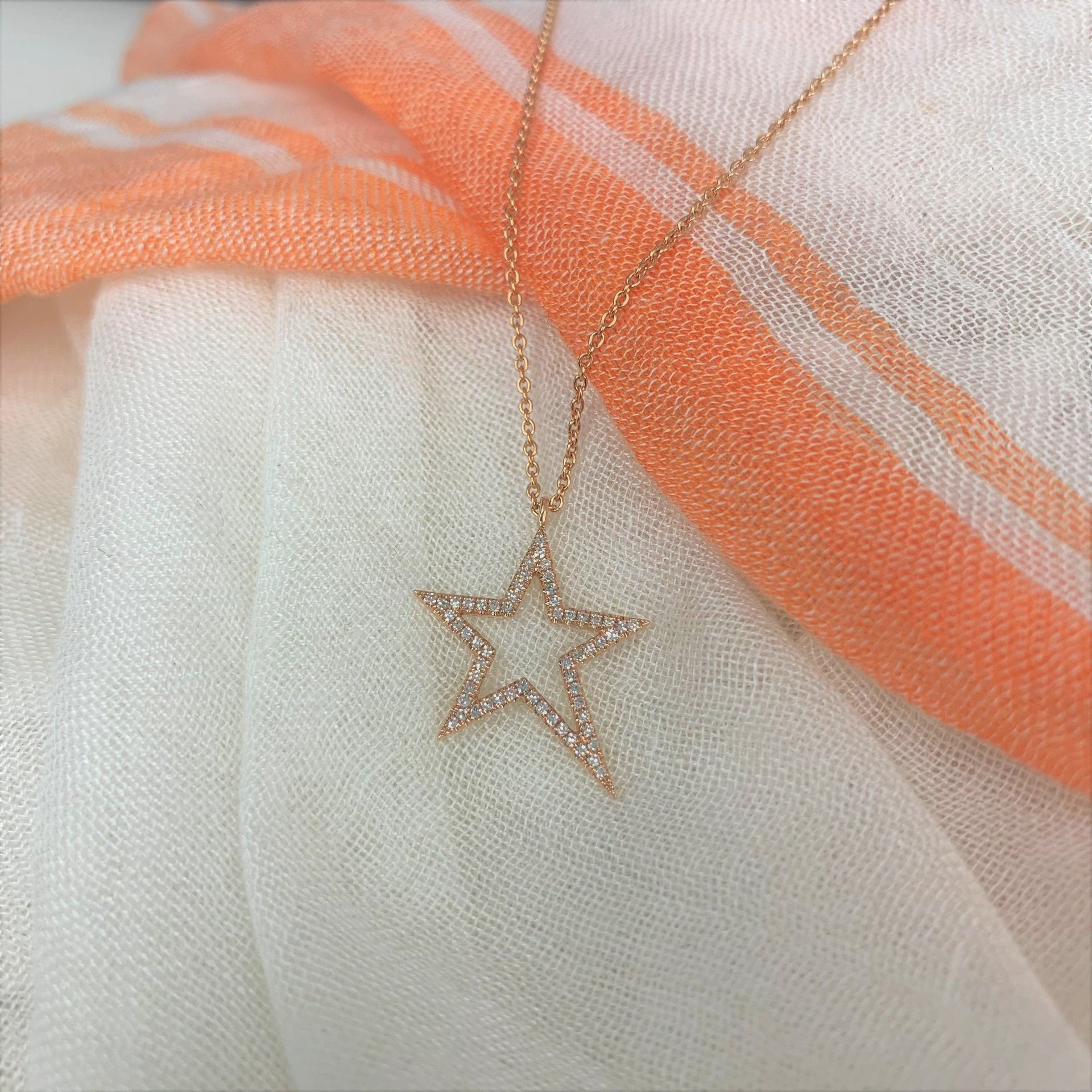 14k Gold & Diamond Star Necklace