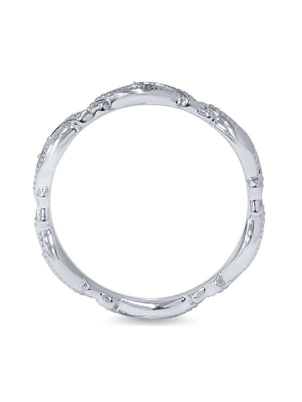 1/8 ct Vintage Sculptural Lab Created Diamond Eternity Ring 14K White Gold