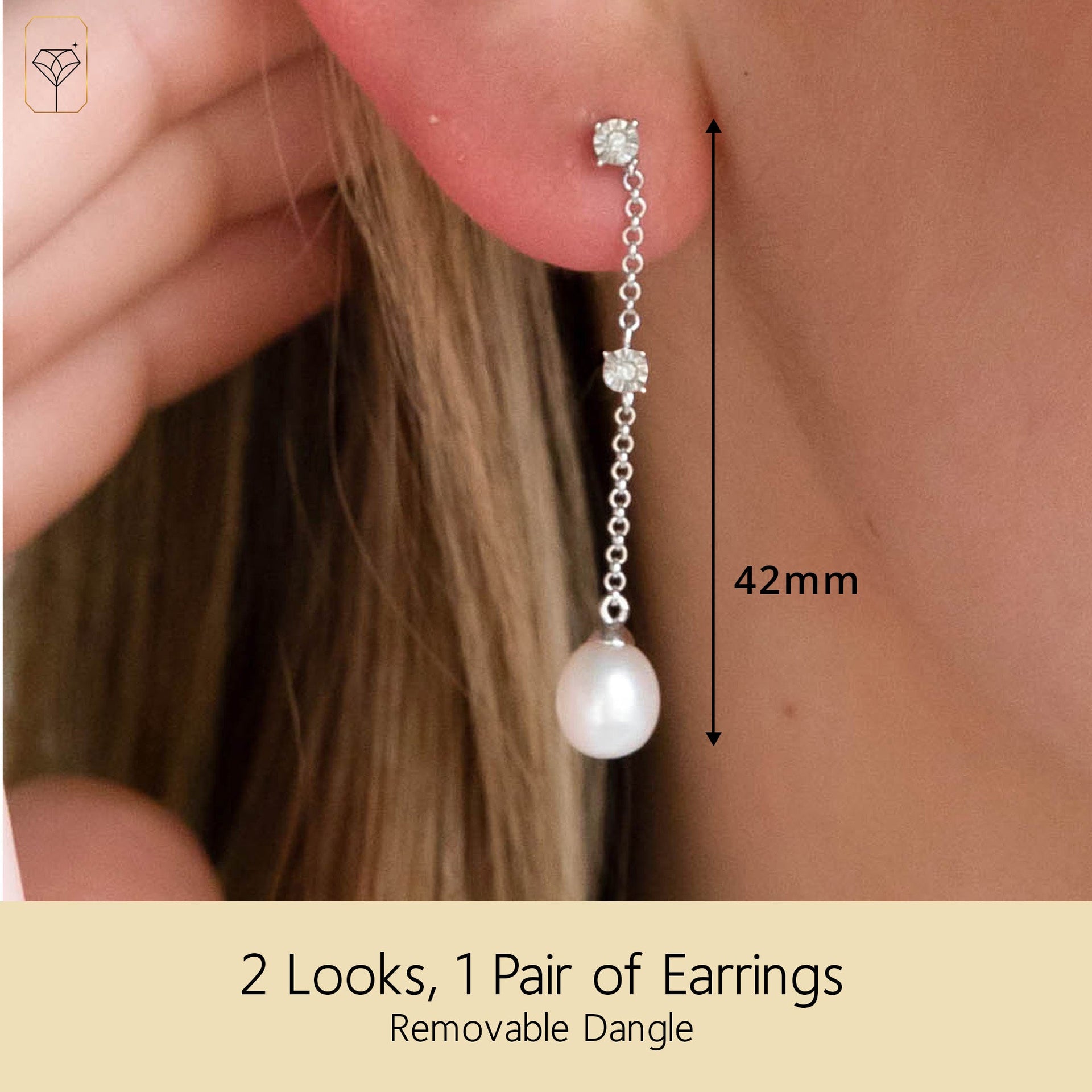 Freshwater Pearl & Natural Diamond Stellar Sparklers Earrings in Sterling Silver