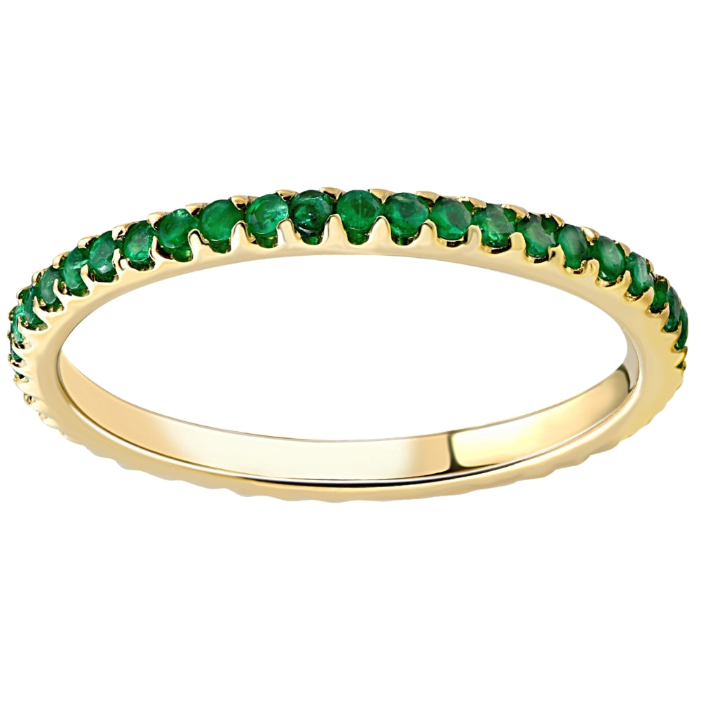 1/2 ct Emerald Eternity Ring Anniversary Band 10k Yellow Gold