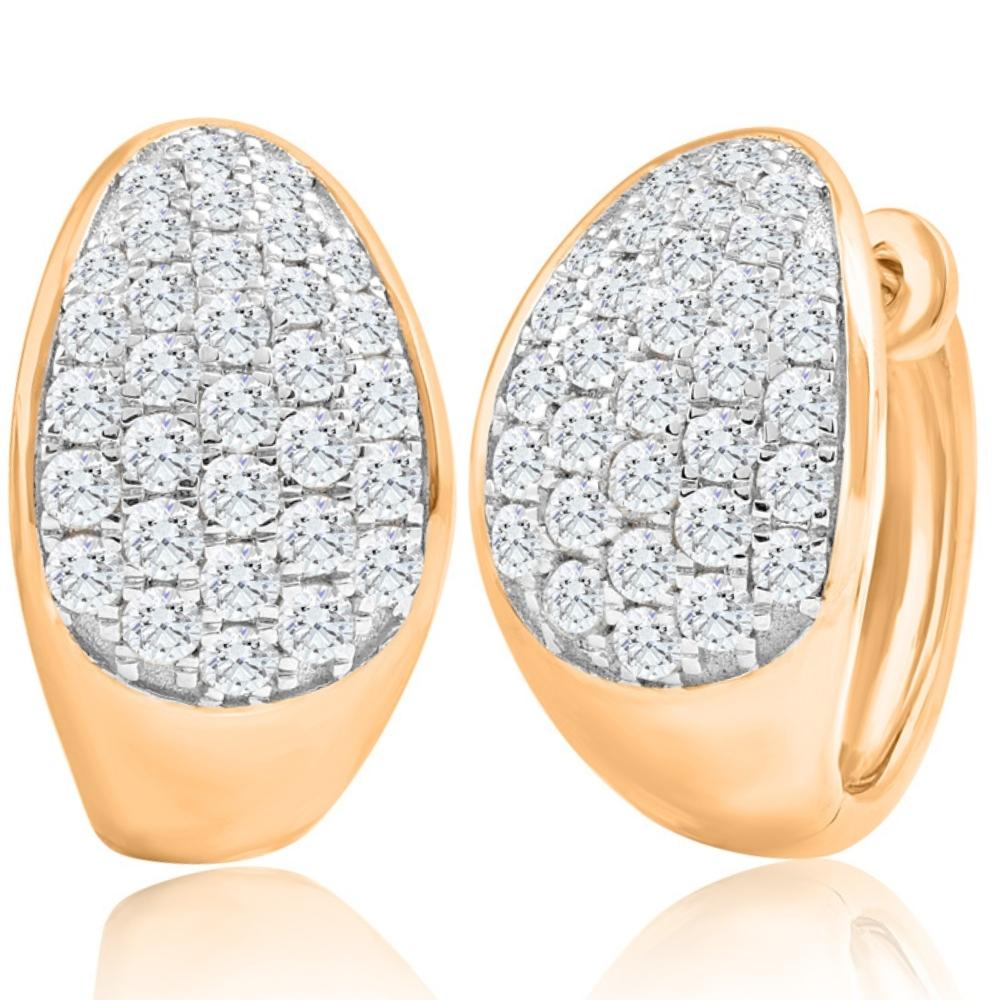 VS 1 1/10Ct TW Pave Diamond Hoops in Yellow Gold Lab Grown 16mm Tall