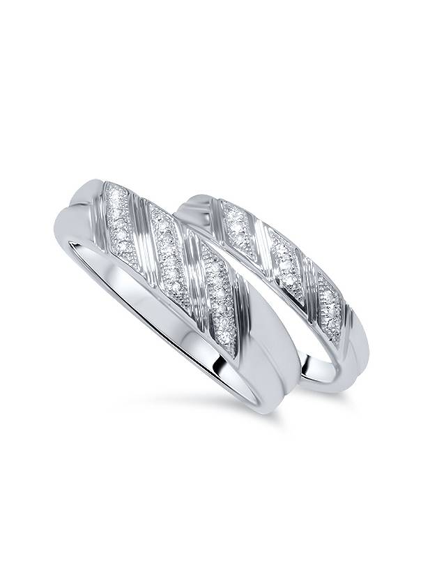 1/4 ct His & Hers Diamond Ring Set 10K White Gold