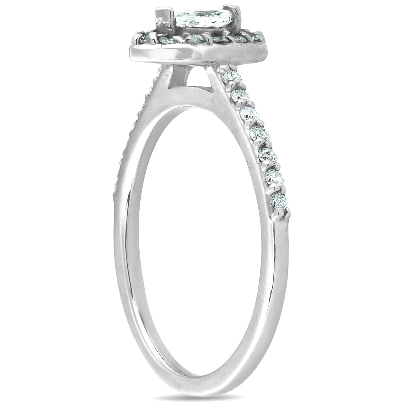 1/2 ct Halo Marquise Diamond Engagement 14K White Gold Ring Lab Grown