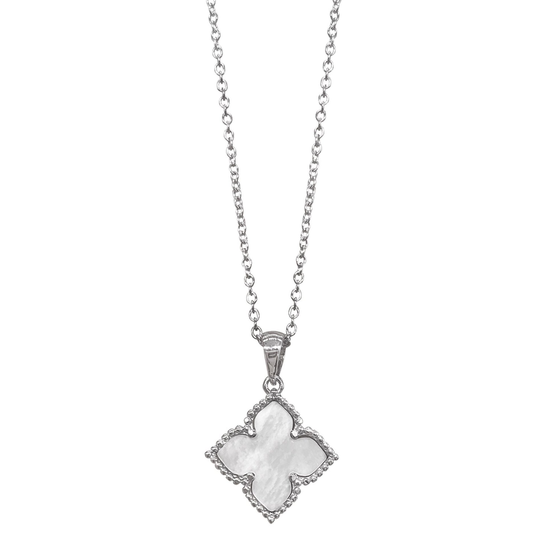 Adornia Adornia Flower Mother of Pearl Necklace silver white