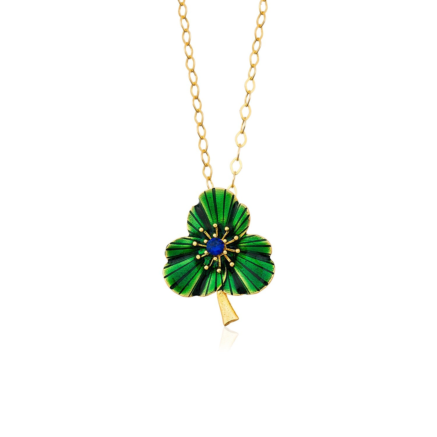 Green Three-Leafed Clover Necklace