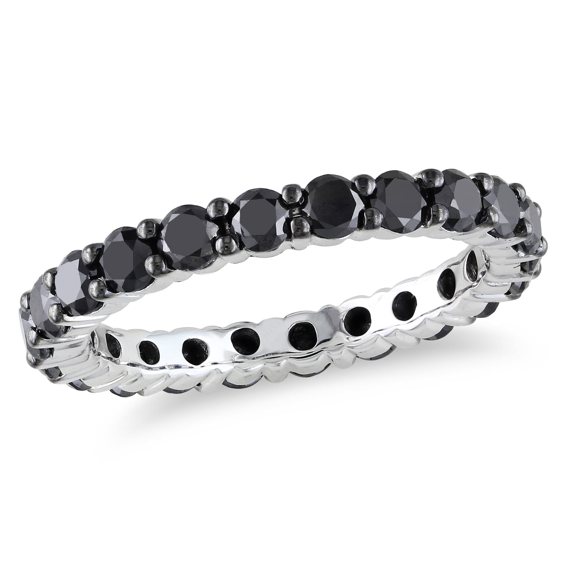 2 ct TW Black Diamond Eternity Ring in 14k White Gold with Black Rhodium