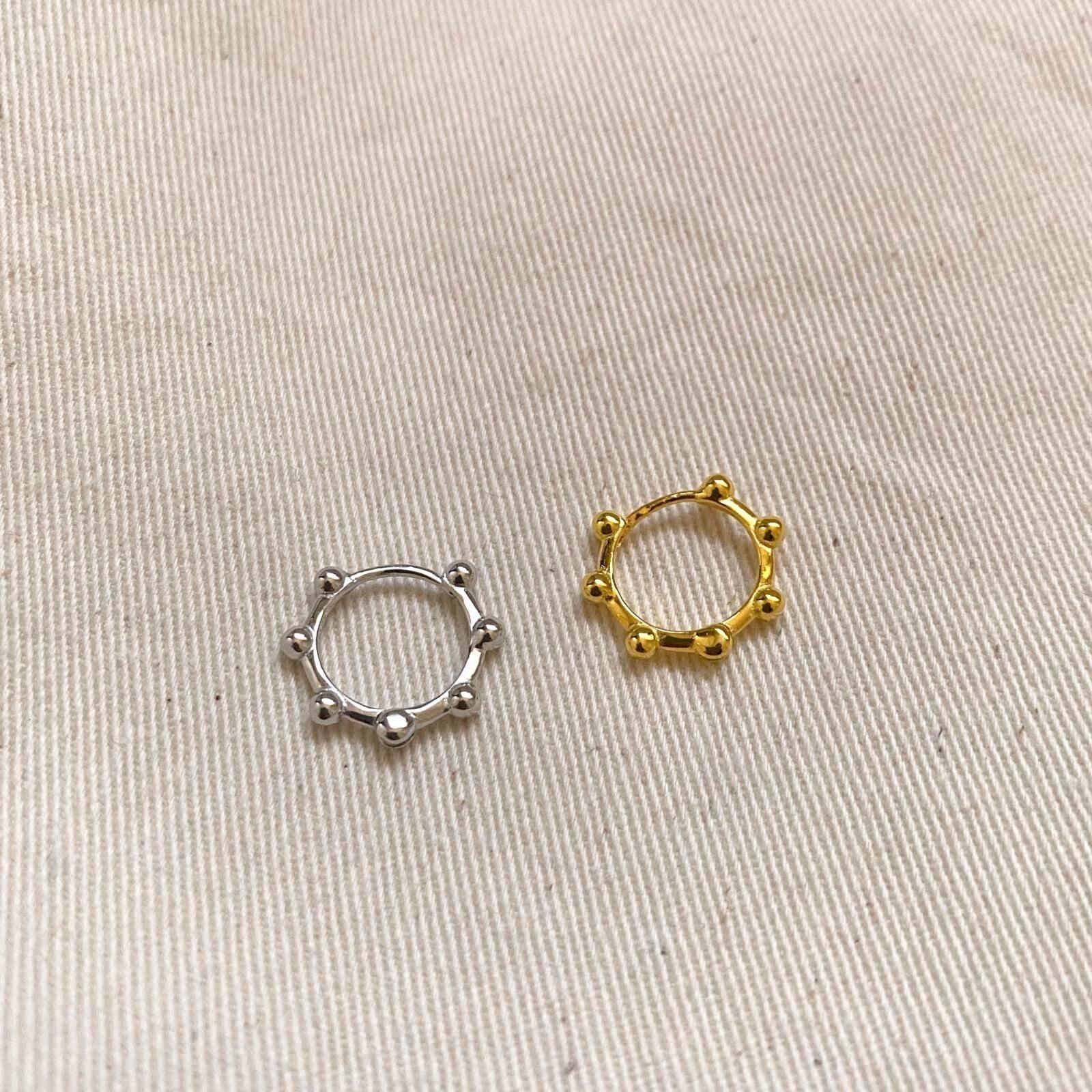 Seven Bead Sterling Silver Hoop Earrings Rose Gold