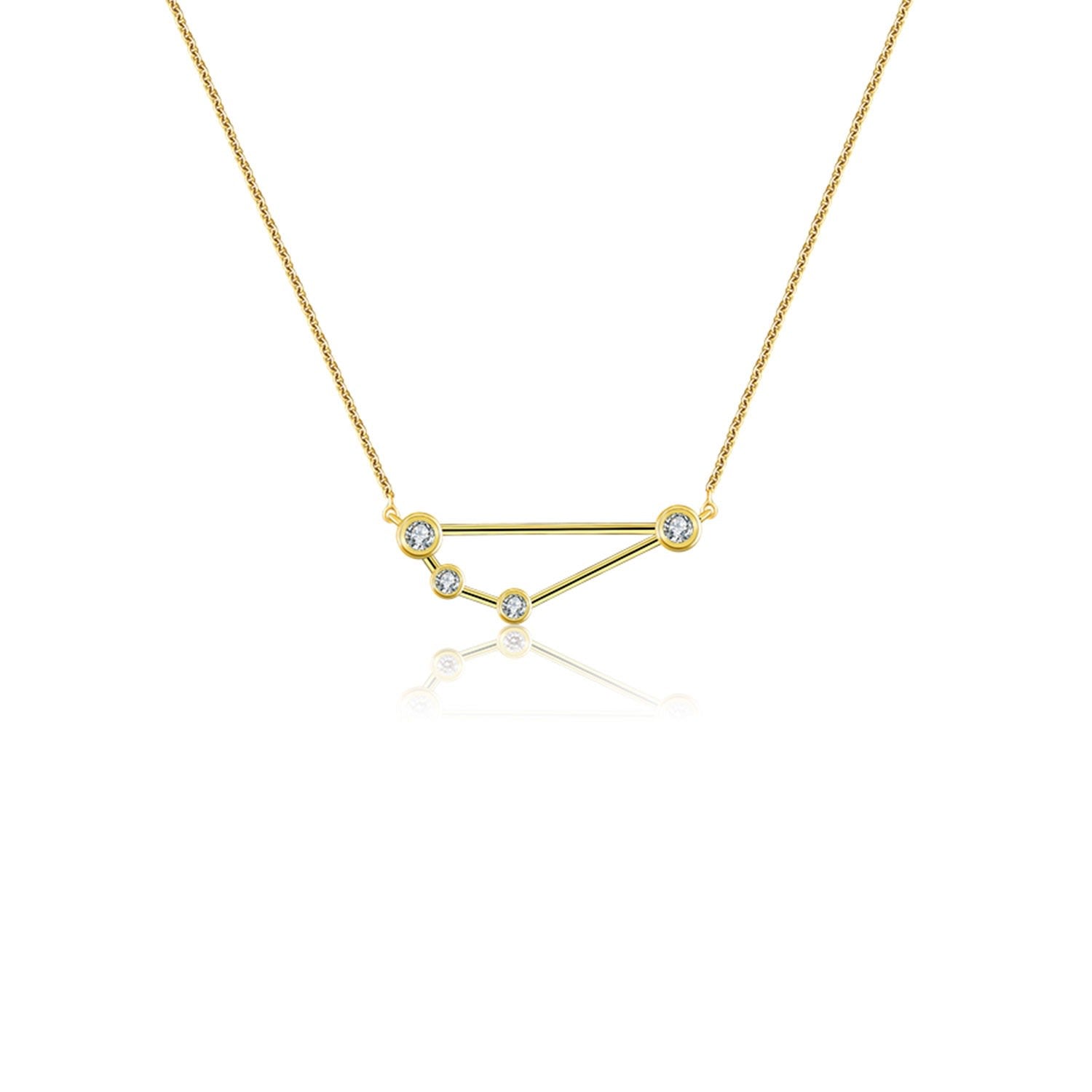 Capricorn Zodiac Constellation Necklace 18K Yellow Gold & Diamond