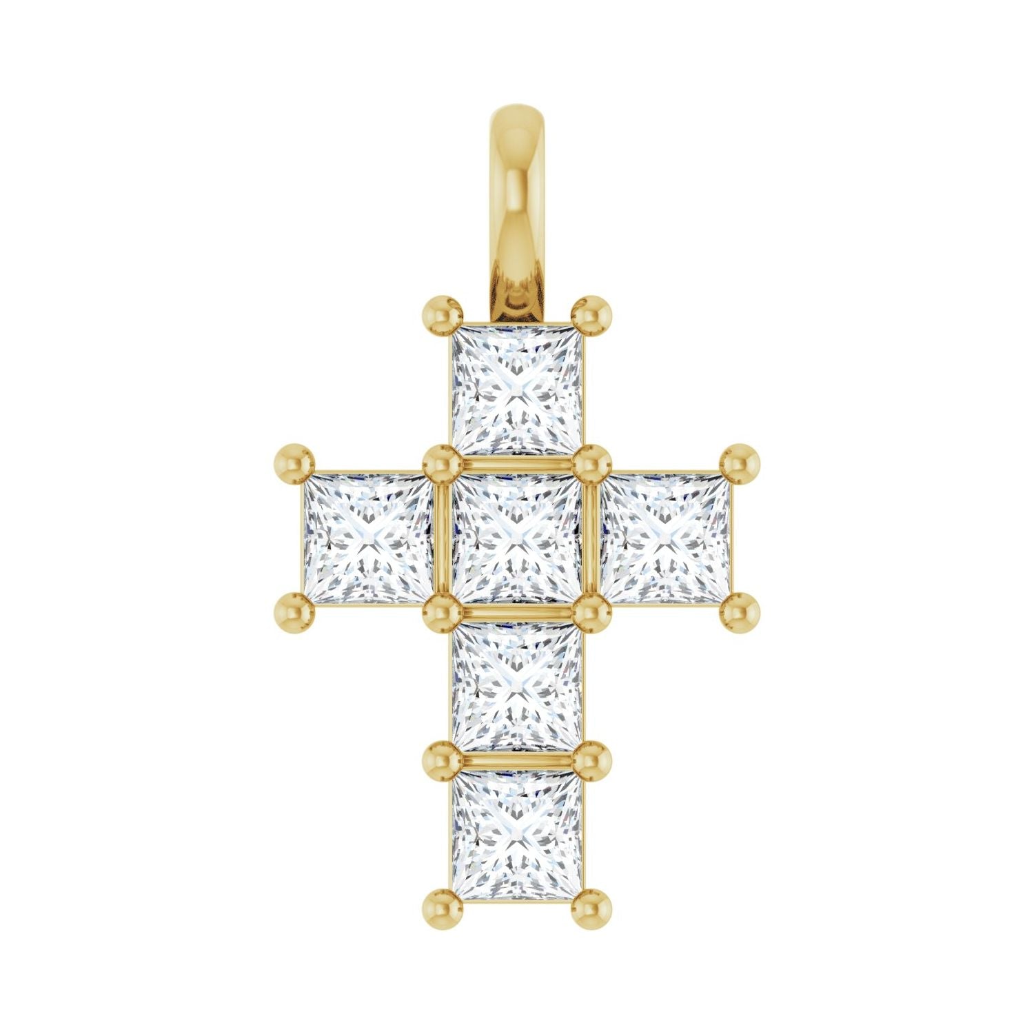 14k Gold Princess Cut 1ct Lab-grown Diamond Pendant
