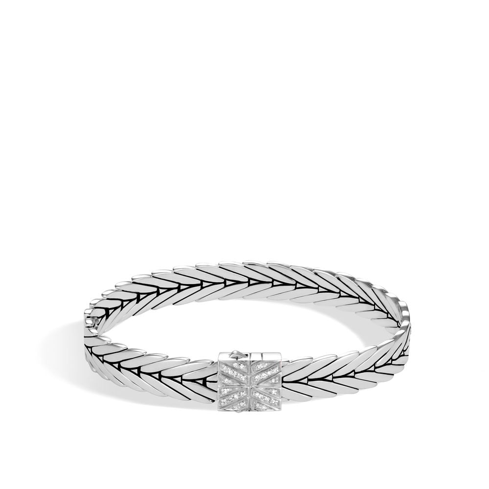 Modern Chain 8MM Bracelet in Silver with Diamonds