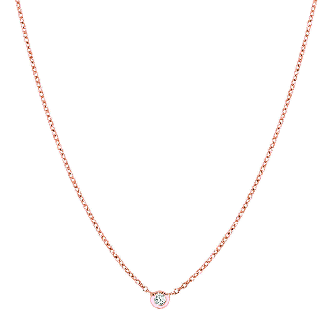 Diamond Solitaire Necklace (Small) Rose Gold