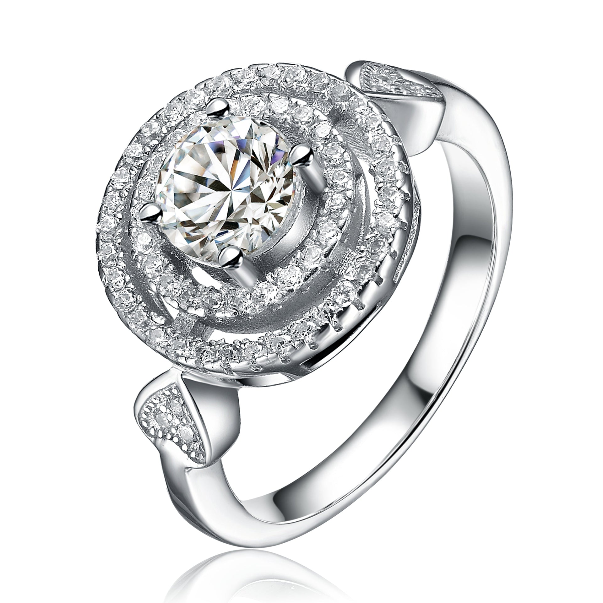 Sterling Sivlver Cubic Zirconia Double Halo Ring