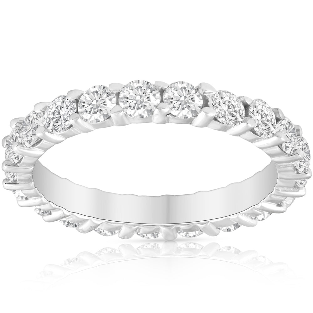 Diamond Eternity Ring 2 Carat Women's Stackable Wedding Band 14K White Gold
