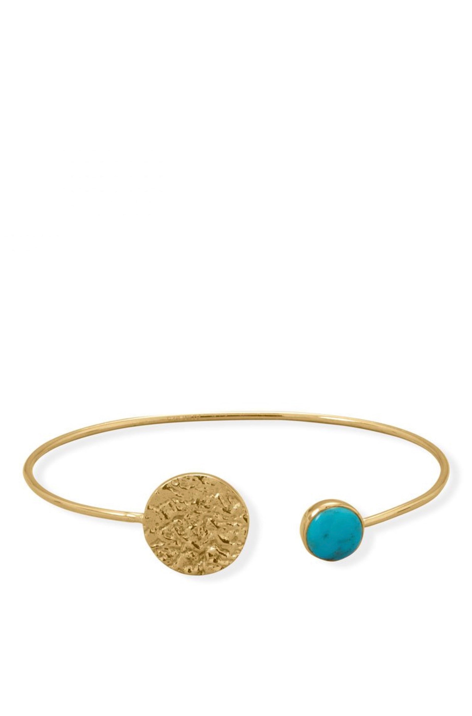 18k Gold Turquoise Disc Cuff Bangle