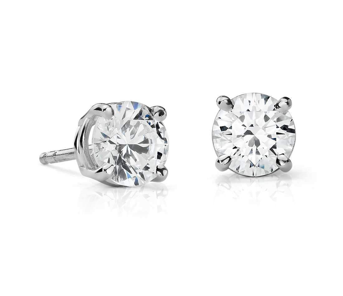 Suzy Levian 14K White Gold Classic Four-Prong 1/2cttw Diamond Stud Earrings