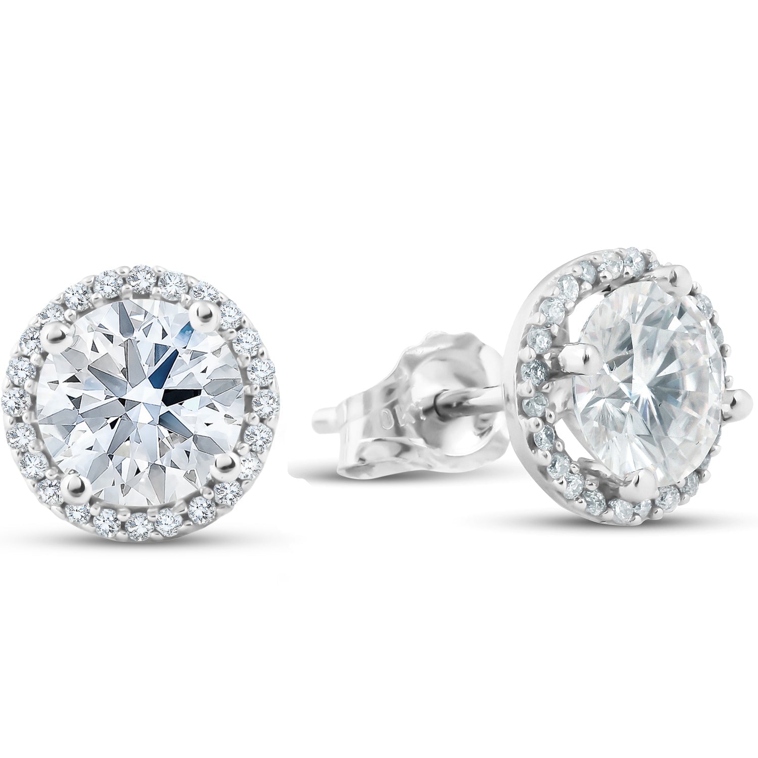 2 1/5 Ct Diamond Halo Studs White Gold Lab Grown