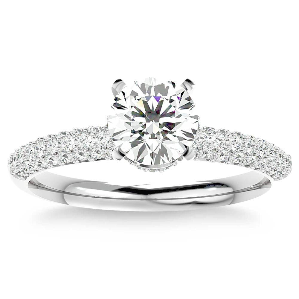 1 1/4 ct Pave Diamond Engagement Ring in White Yellow Rose Gold Lab Grown