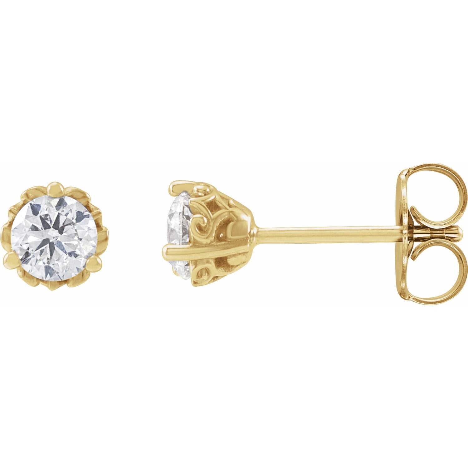 14K Gold 1/2ct Lab-grown Diamond Vintage-inspired Earrings Clarity SI Color G-H