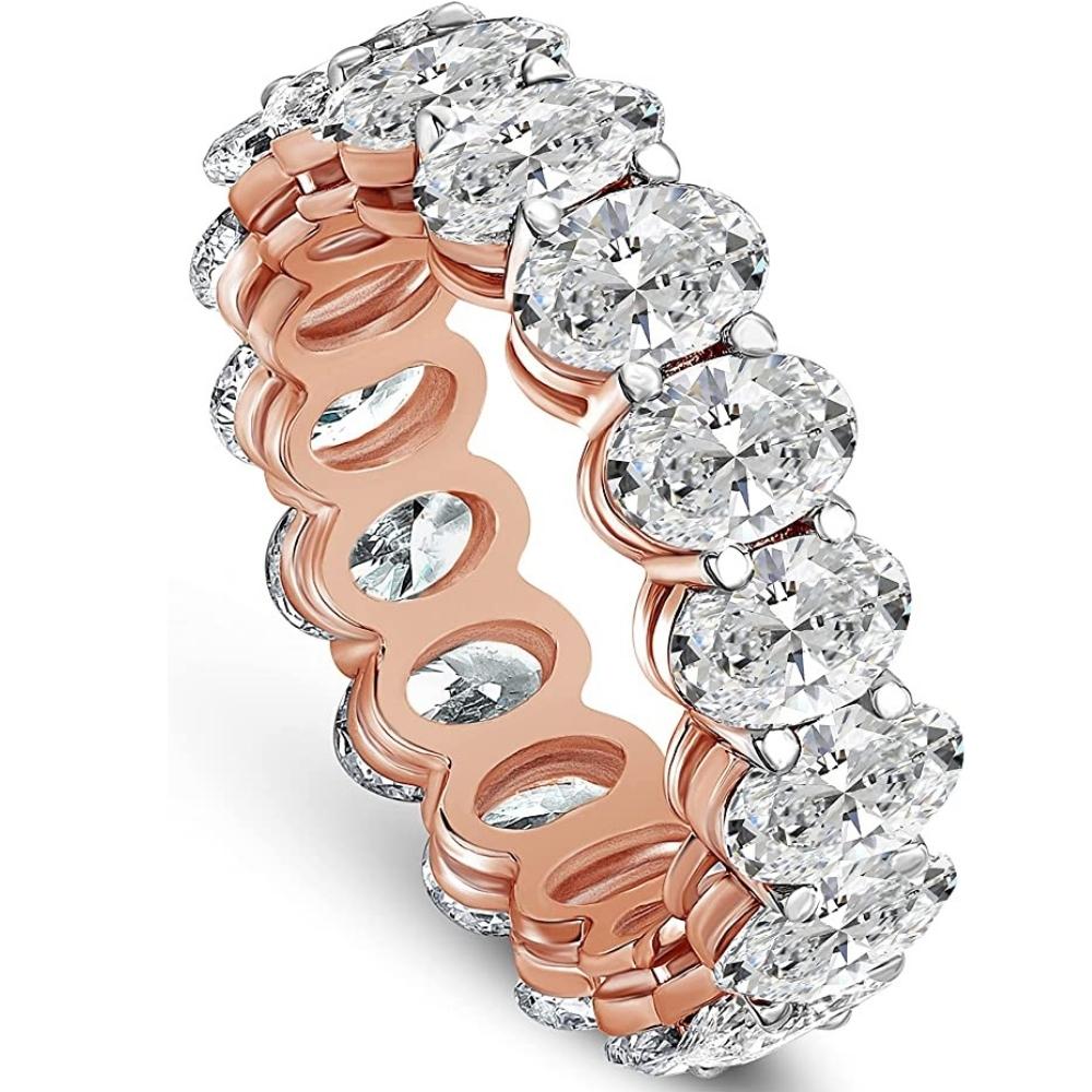 5 1/2 ct Oval Diamond Eternity Ring White Yellow Rose Gold or Platinum Lab Grown