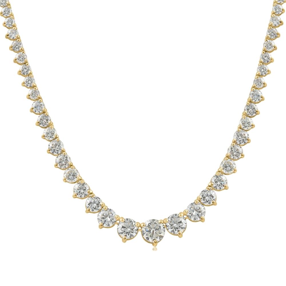 15.80ct Certified Diamond Tennis Necklace 18k Yellow Gold Lab Grown (F-G VS2-I1)