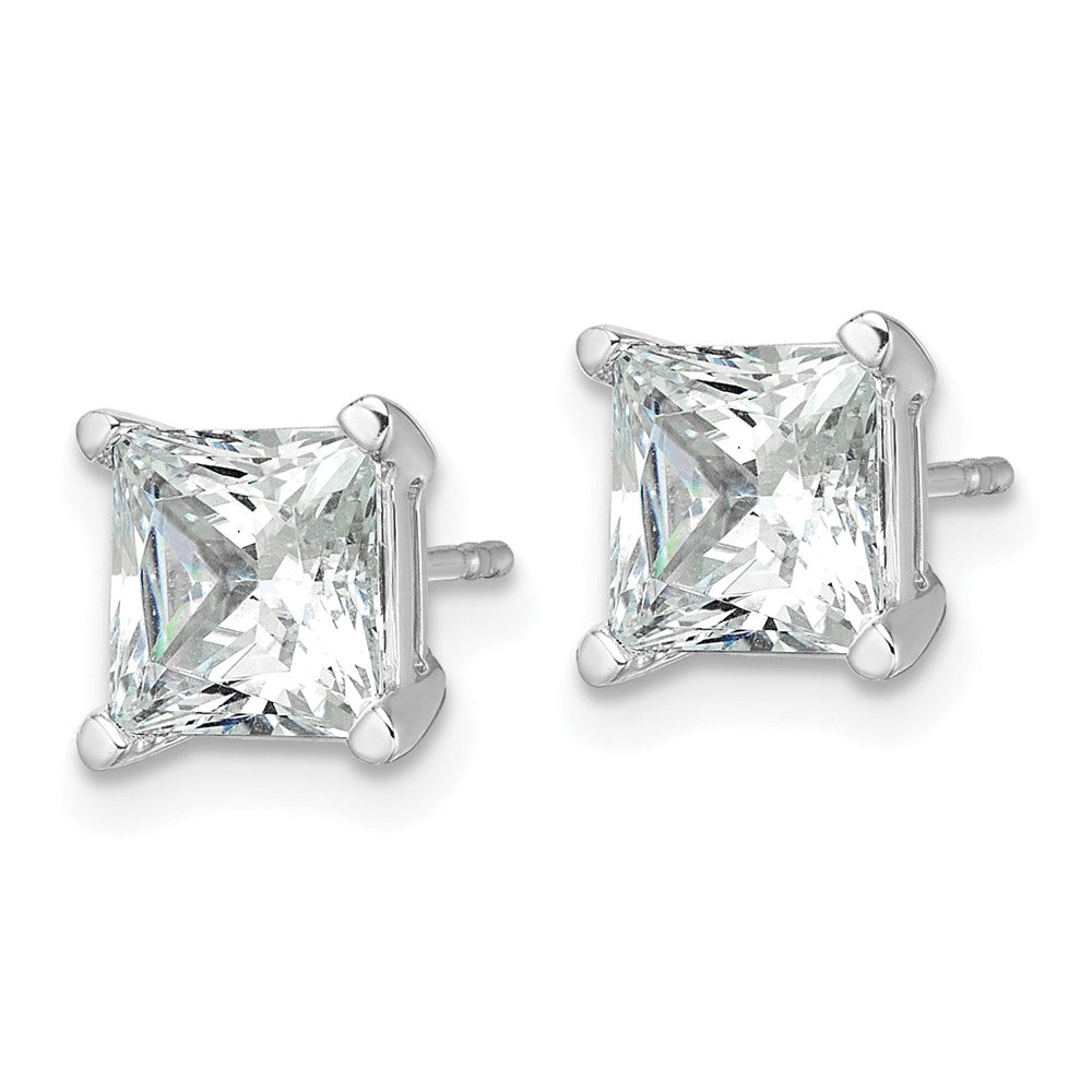 14k White Gold 4 CT Princess Lab Grown Diamond Stud Earrings VS Clarity D-E Color