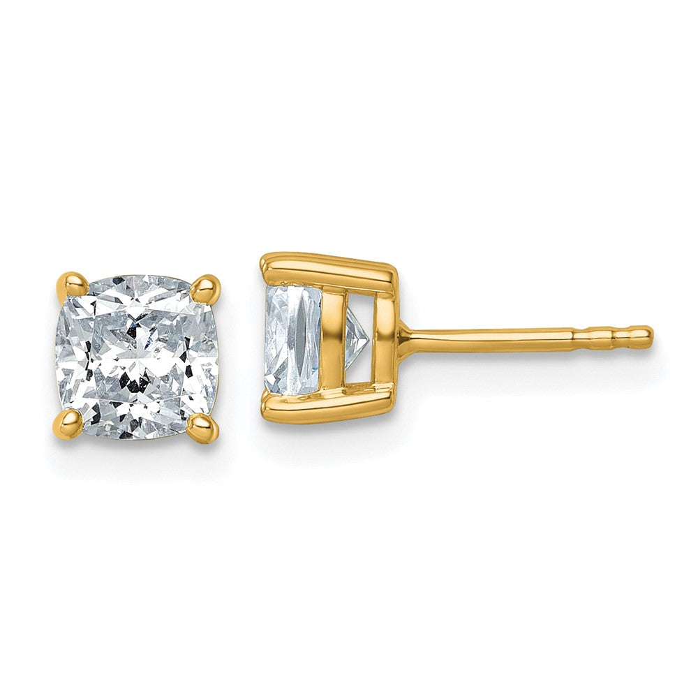 14k Gold 2 CTW Cushion Cut Lab Grown Diamond Stud Earrings