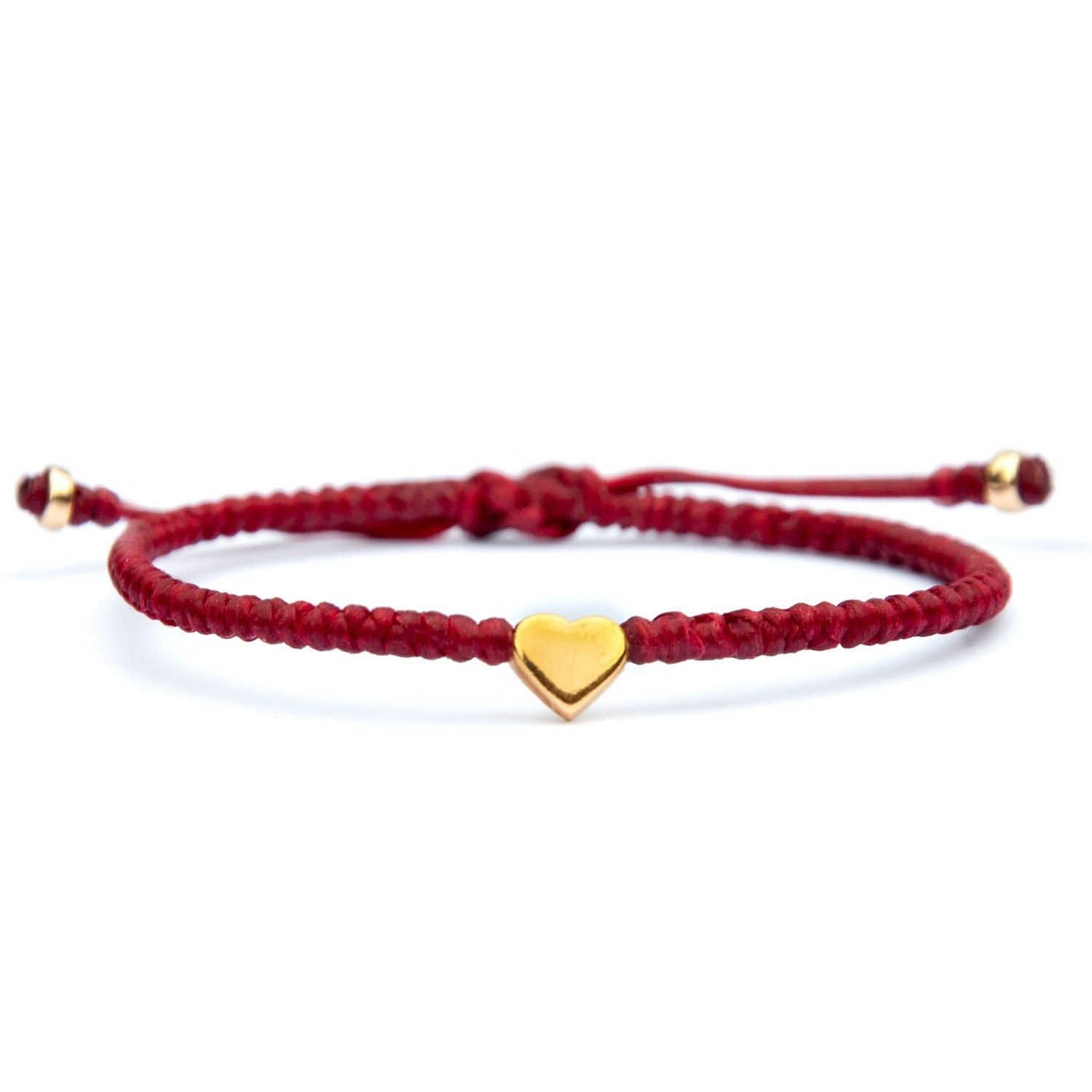 Valentino Red String Bracelet With Gold Heart Bead - Red