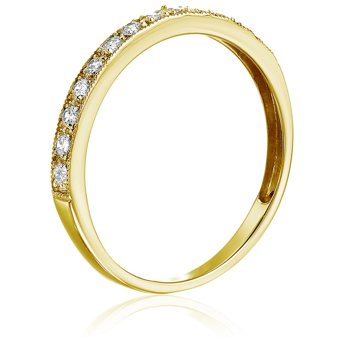 1/4 cttw Diamond Wedding Band with Milgrain 14K White or Yellow Gold Prong Set