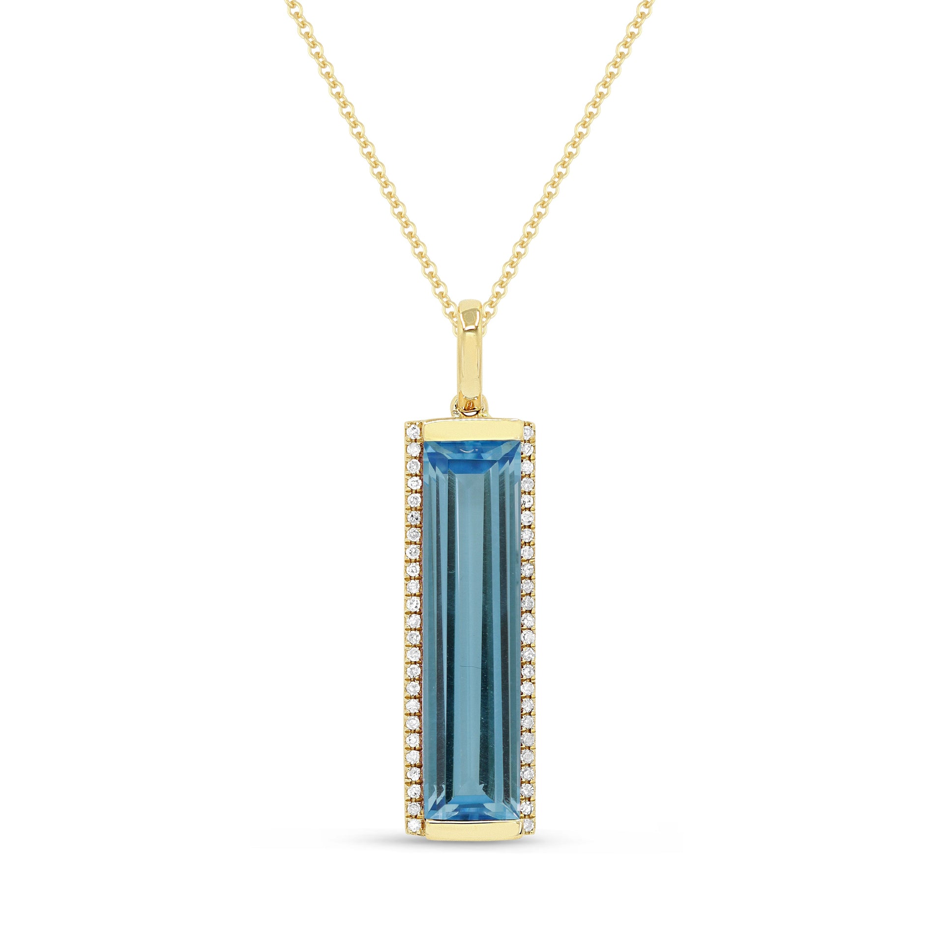 CT London Blue Topaz 16' pendant Necklace In 14K Yellow Gold